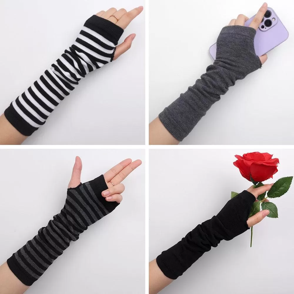 Complete Your Alternative Look with Black Punk Long Fingerless Gloves