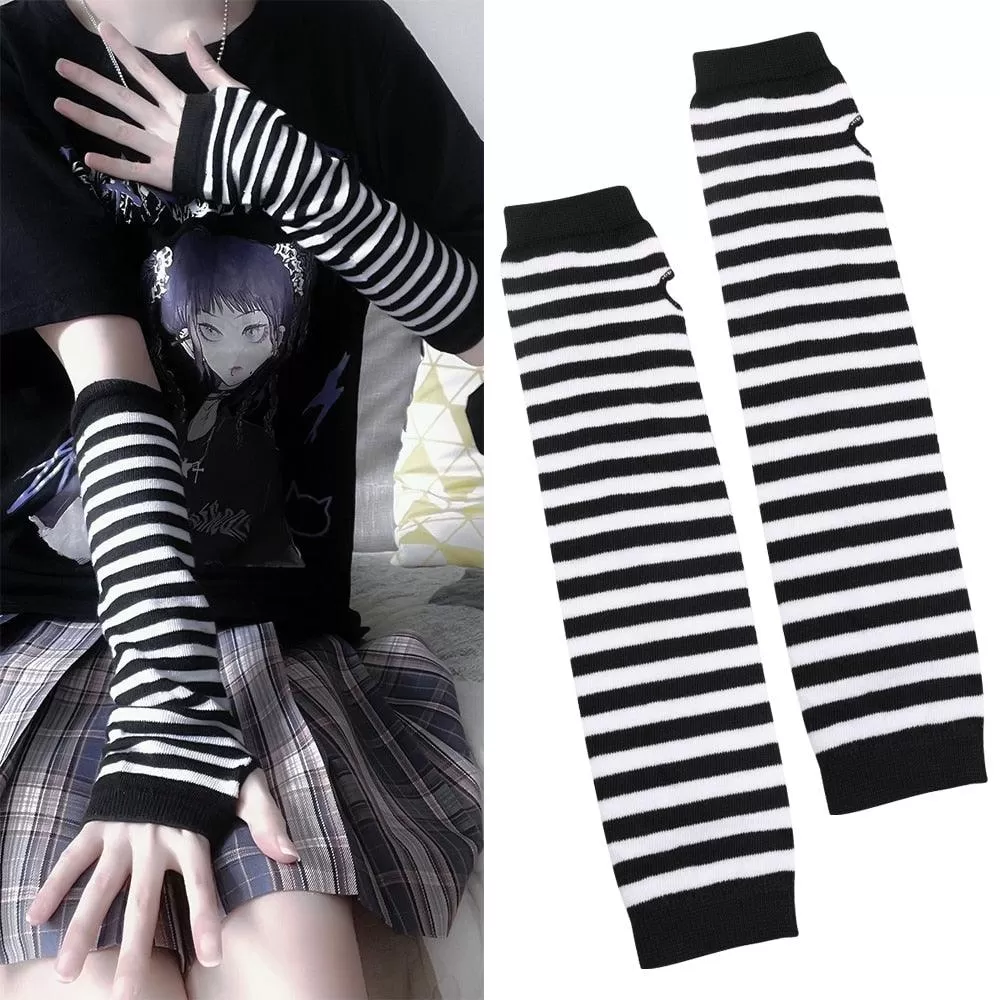 Complete Your Alternative Look with Black Punk Long Fingerless Gloves