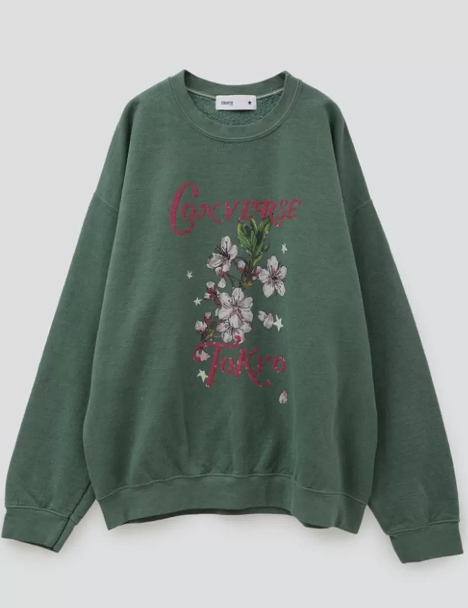 CONVERSE  |Crew Neck Flower Patterns Unisex Long Sleeves Cotton Logo