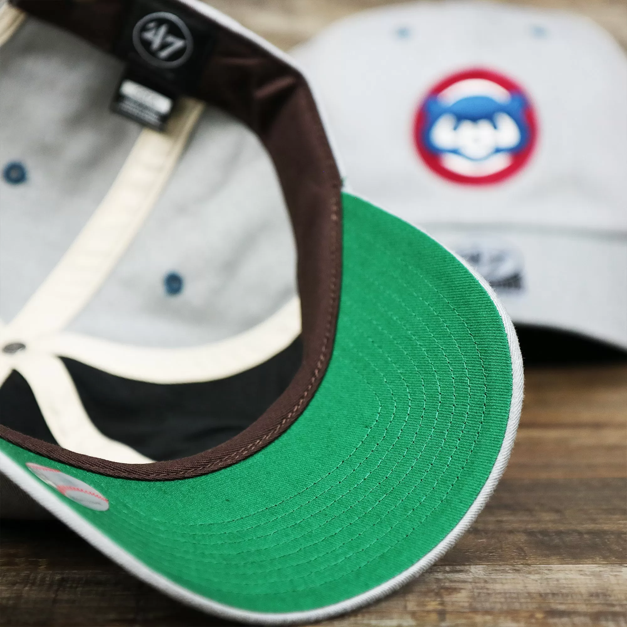 Cooperstown Chicago Cubs 1973 Logo Green Bottom Dad Hat | Gray Dad Hat