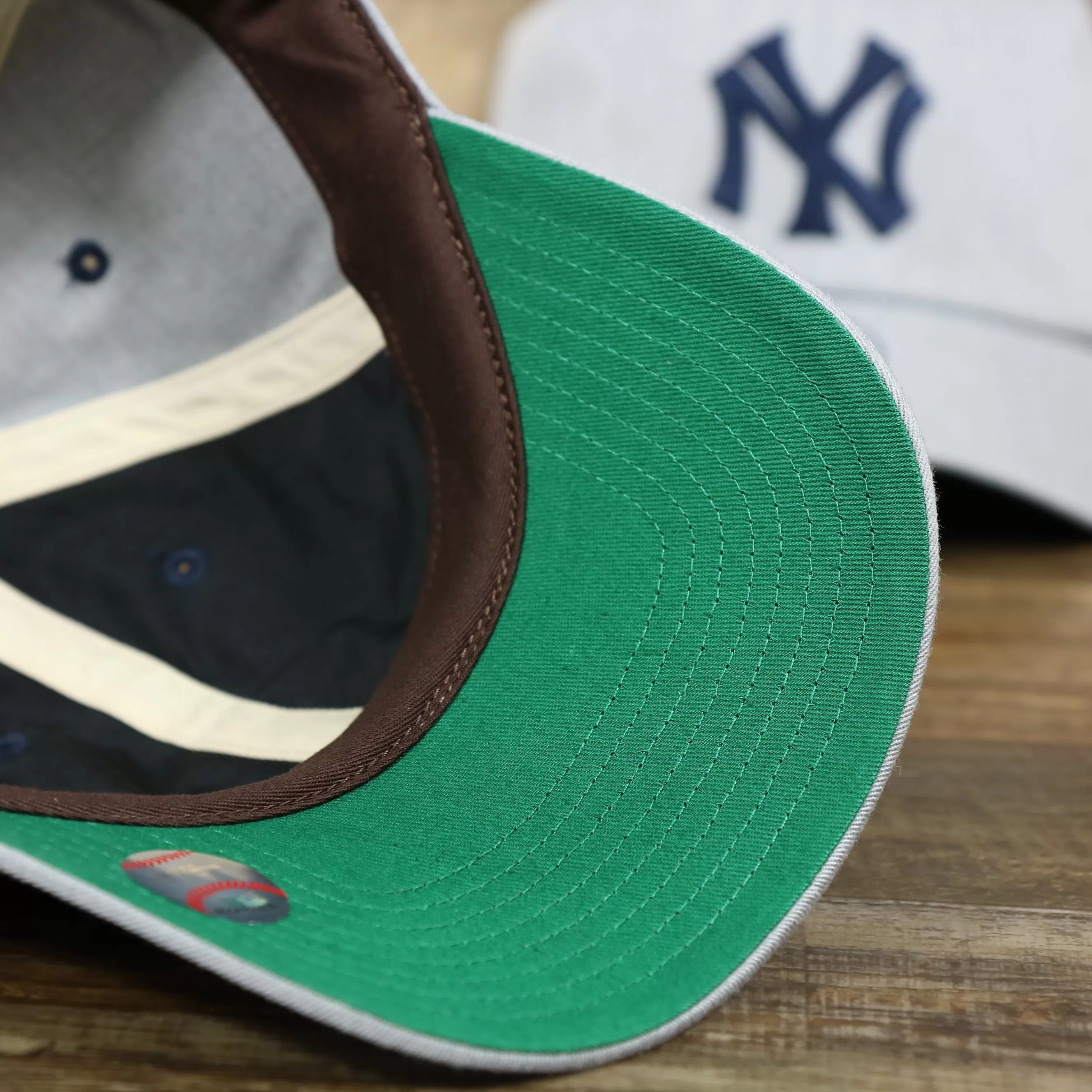 Cooperstown New York Yankees Green Bottom Dad Hat | Gray Dad Hat