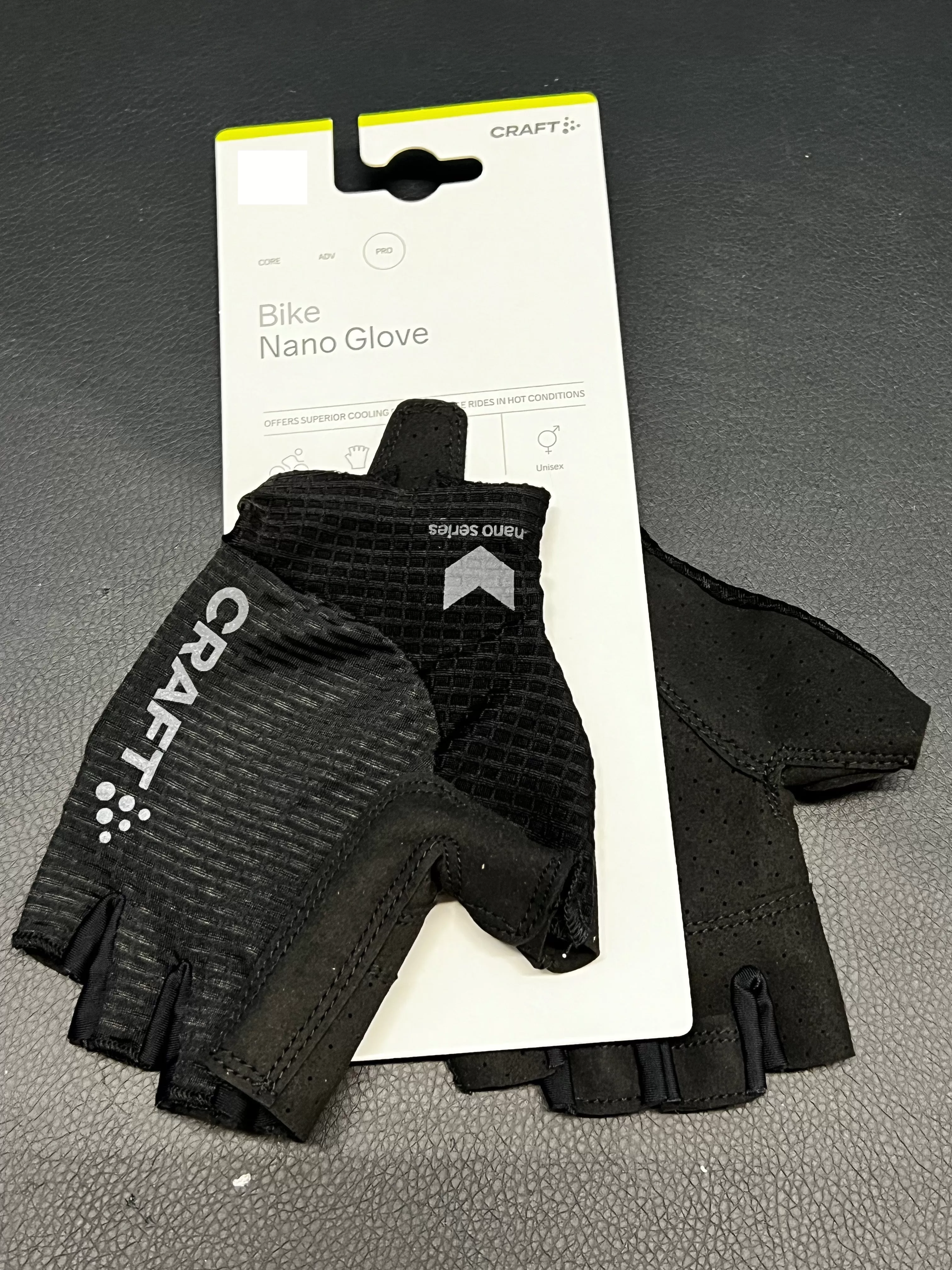 Craft Pro Nano Cycling Glove - Black, Short Finger, Size Medium