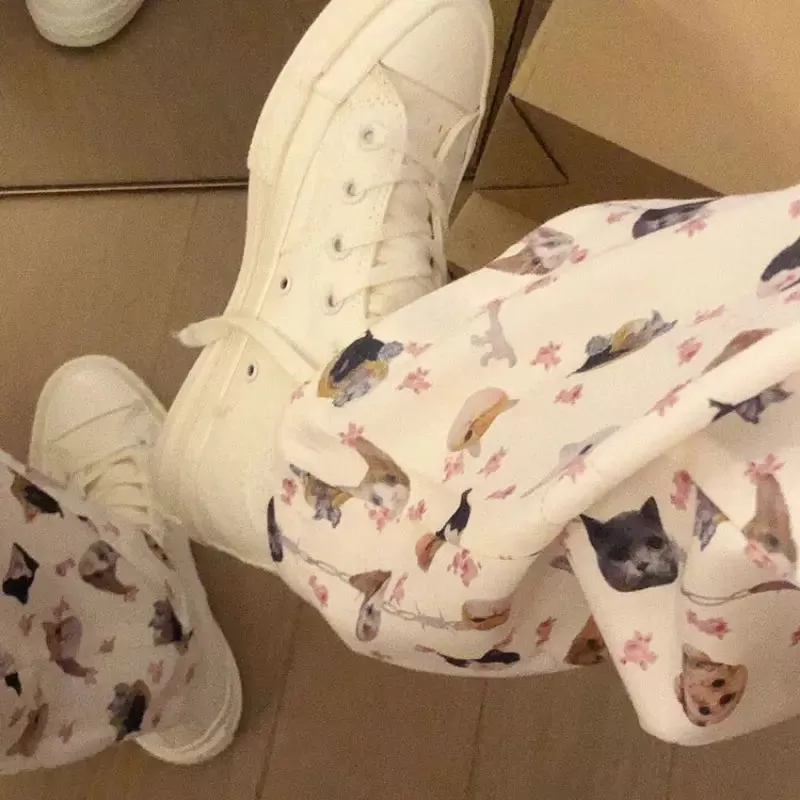 Cute Cat Printed Pants - Kimi