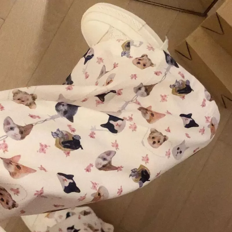 Cute Cat Printed Pants - Kimi