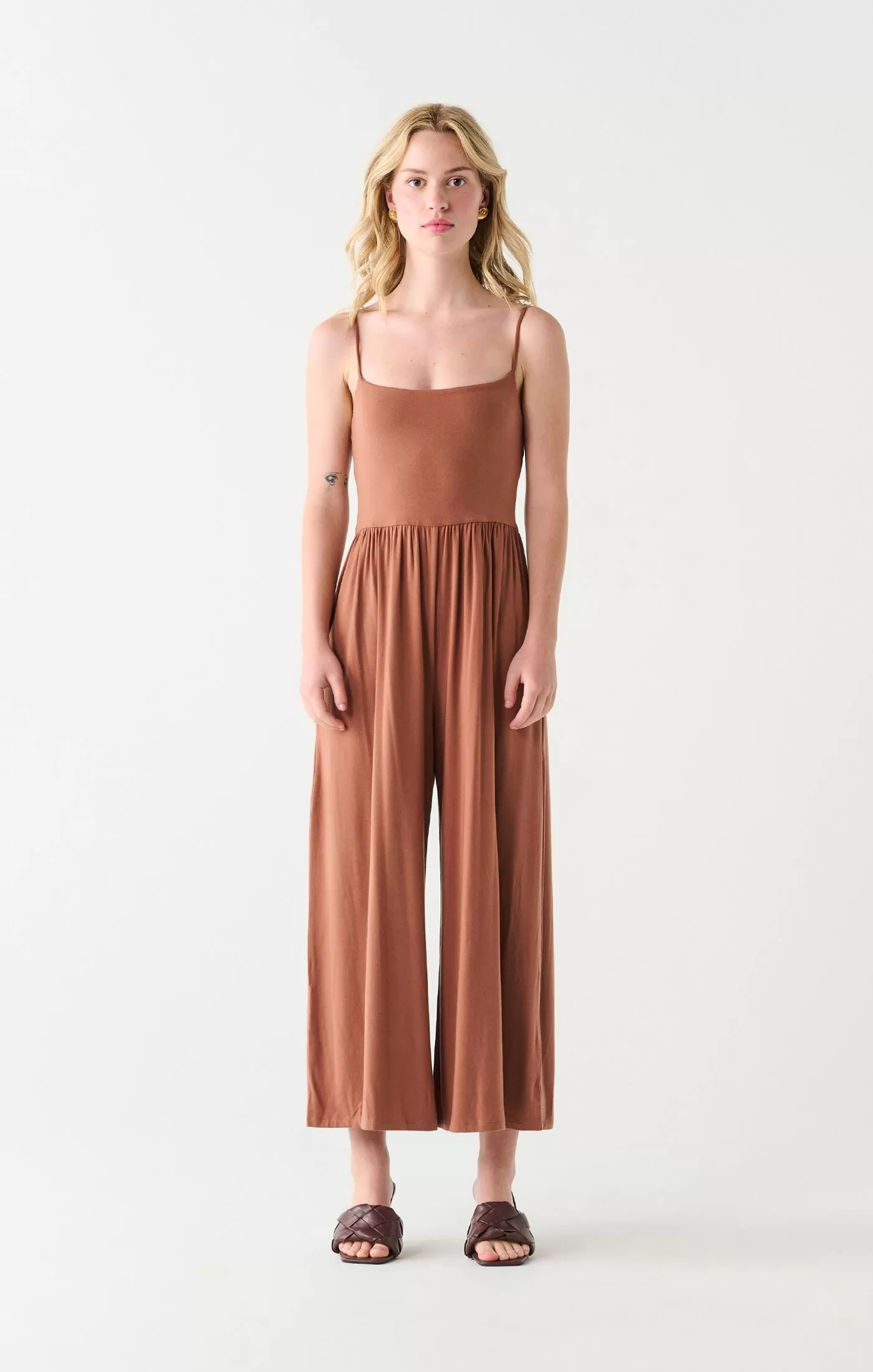 Dex Wide Leg Jumpsuit In Terracotta