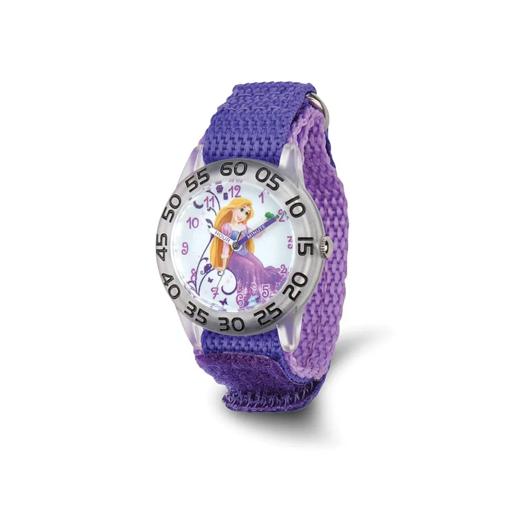 Disney Girls Rapunzel Purple Strap Acrylic Time Teacher Watch