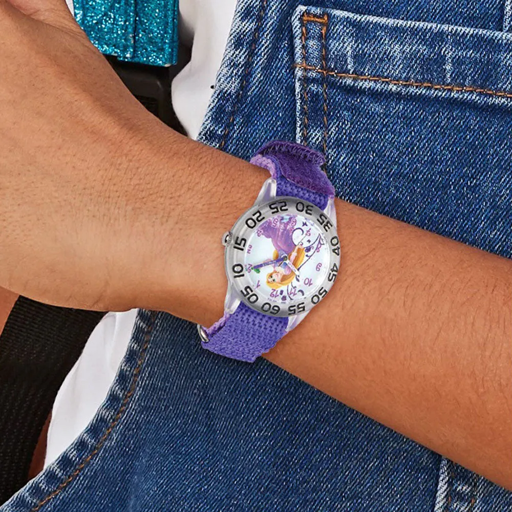 Disney Girls Rapunzel Purple Strap Acrylic Time Teacher Watch