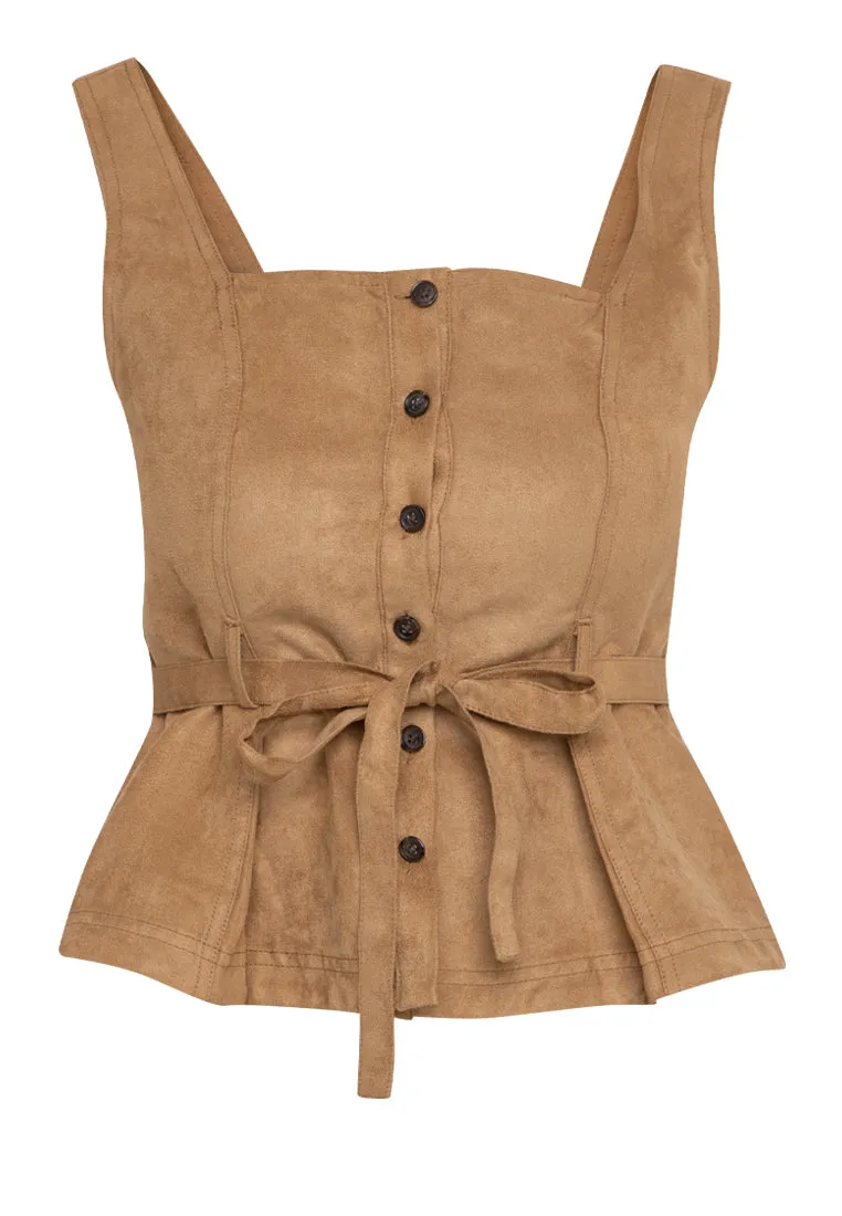 Dori Suede Belted Top