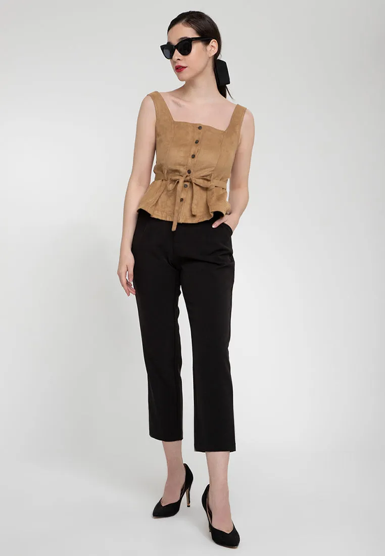 Dori Suede Belted Top