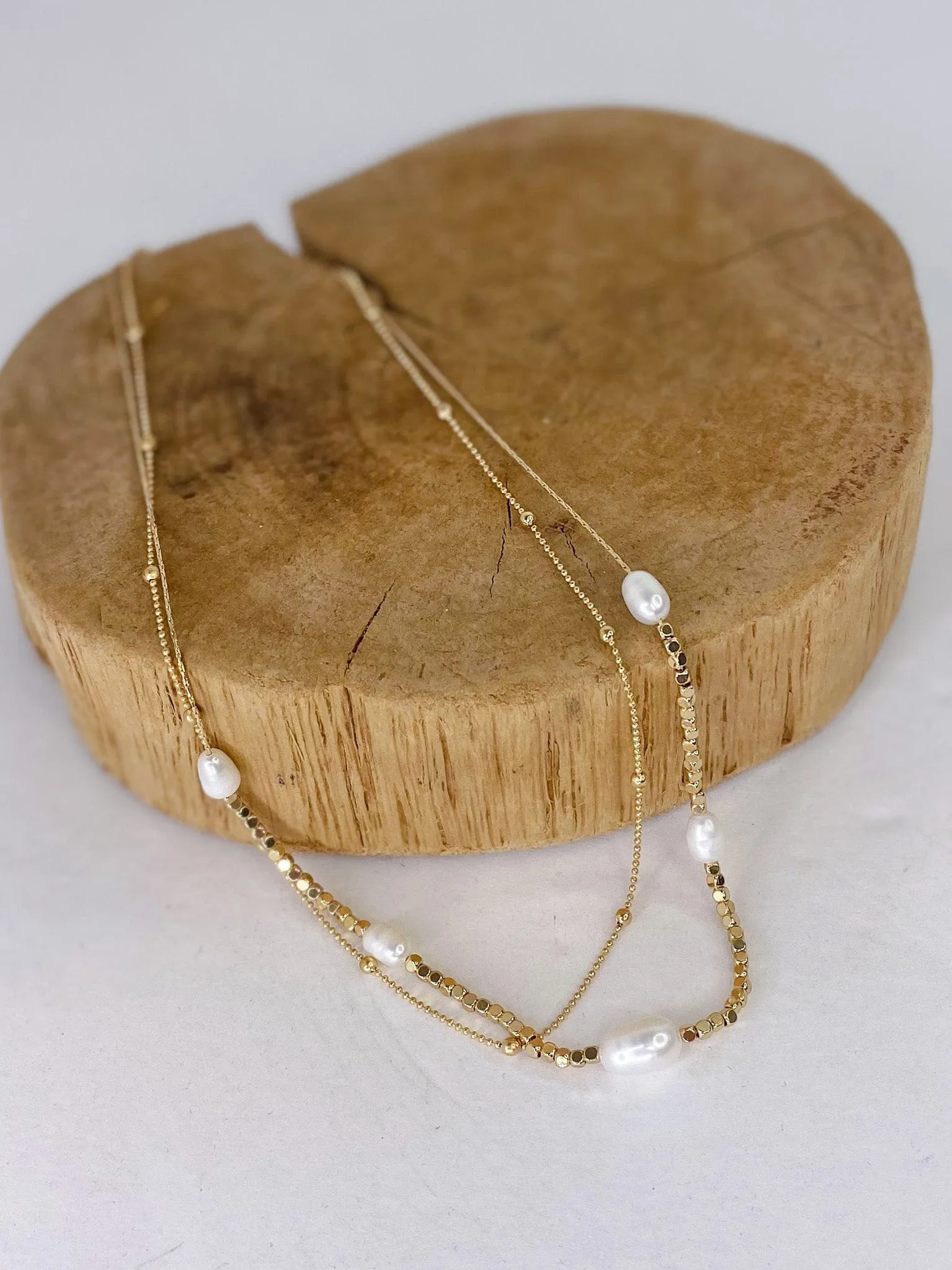 Double Chain Pearl Necklace