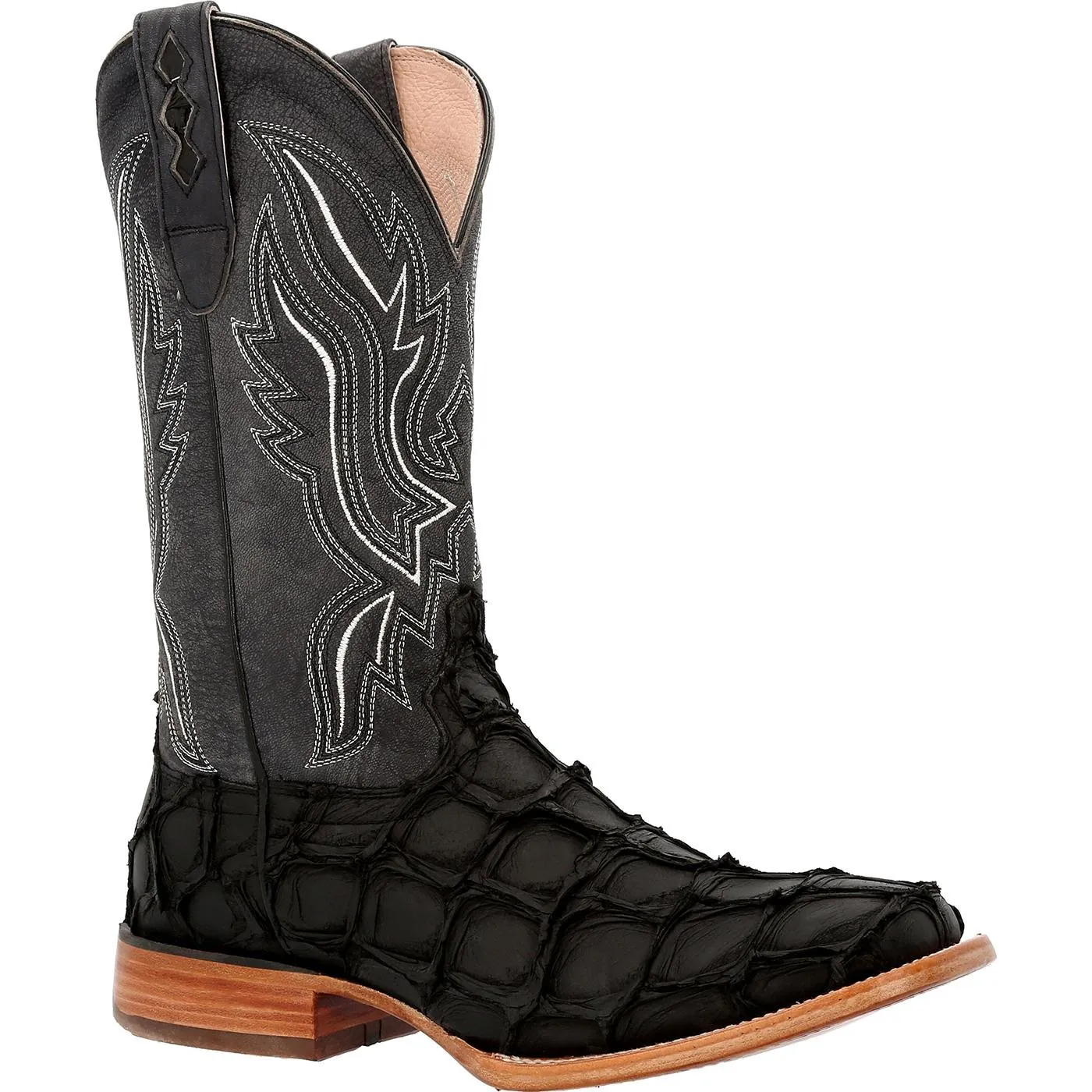 Durango® Premium Exotics™ Matte Black Pirarucu Western Boot