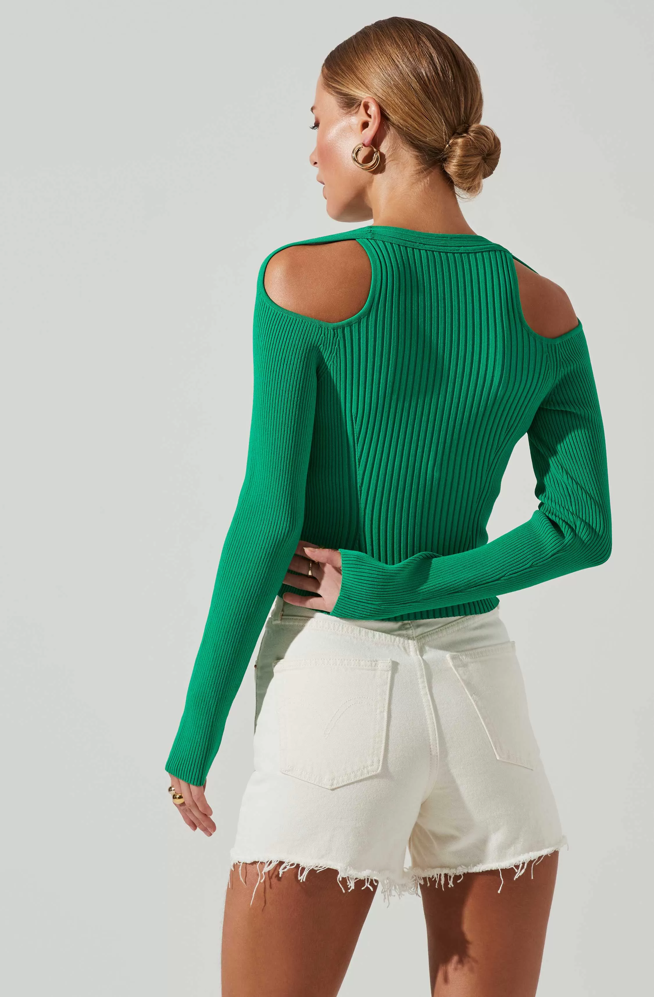 Eris Ribbed Shoulder Cutout Sweater