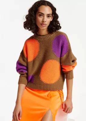 Essentiel Antwerp Event Intarsia-Knitted Sweater - Camel: XS