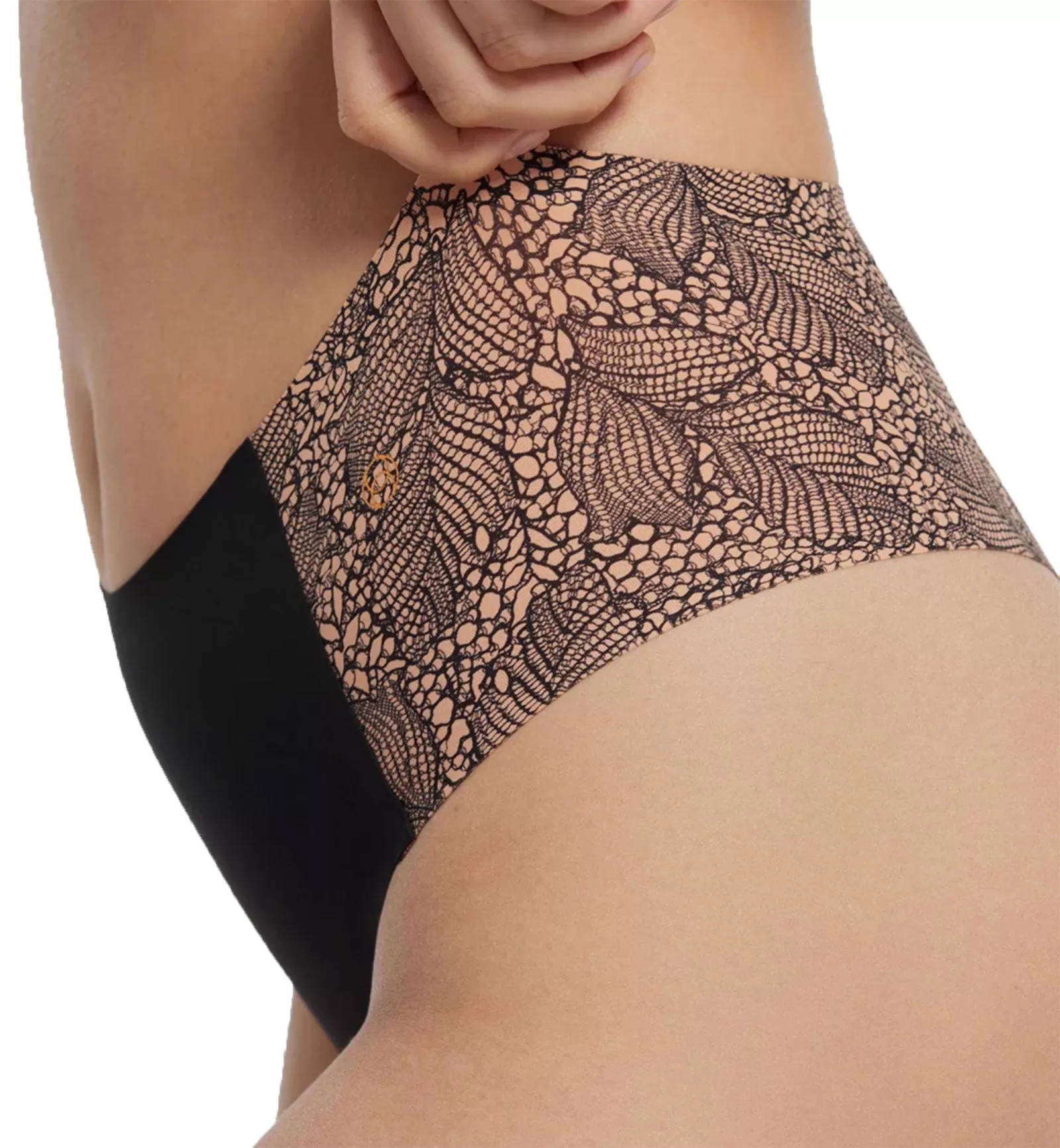 Evelyn & Bobbie High-Waisted Thong (1703) - Black Lace