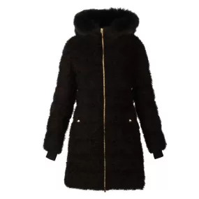 FEATHER COAT Girl Black 