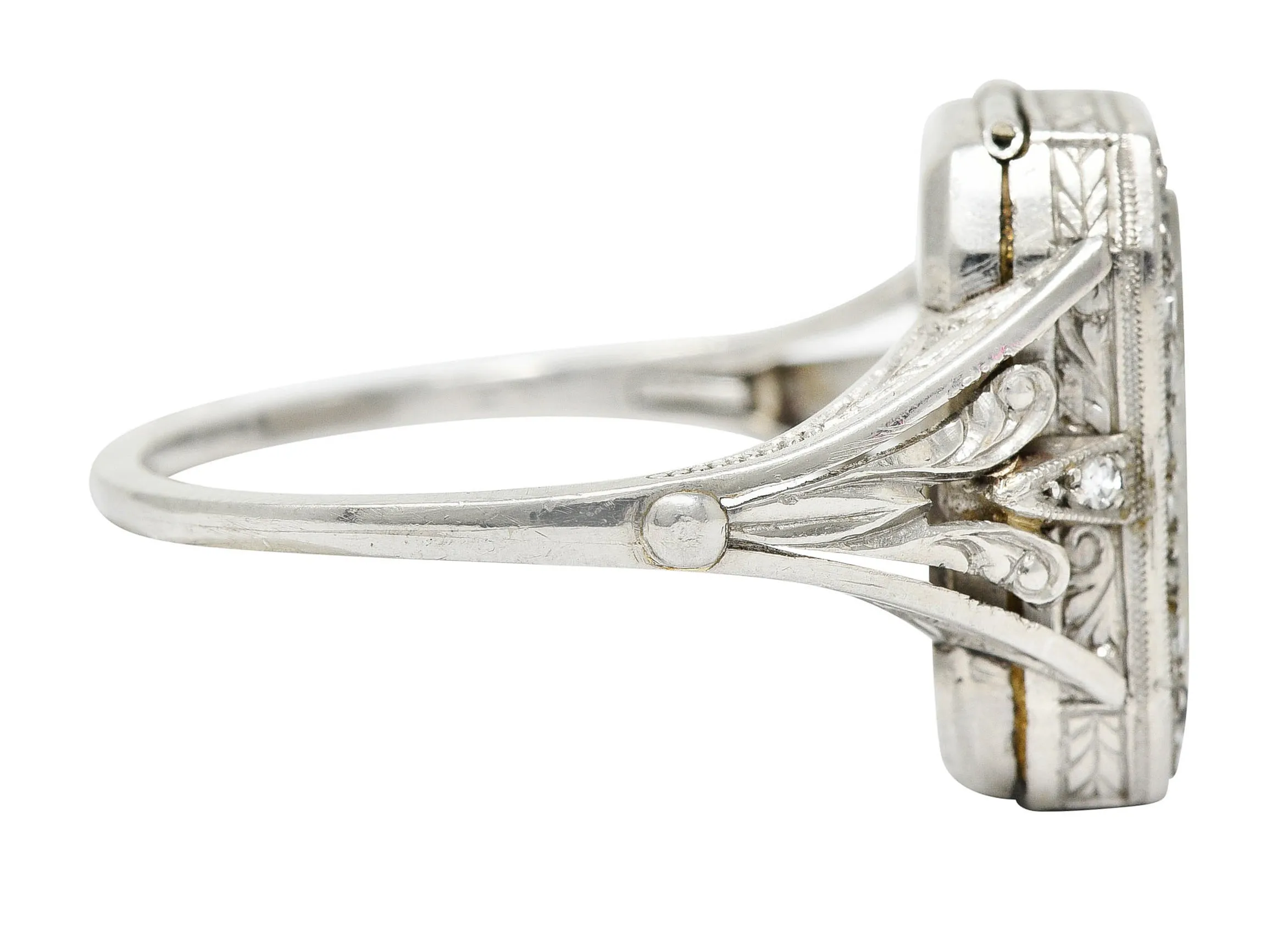 French 1930's Art Deco Diamond Platinum Watch Ring