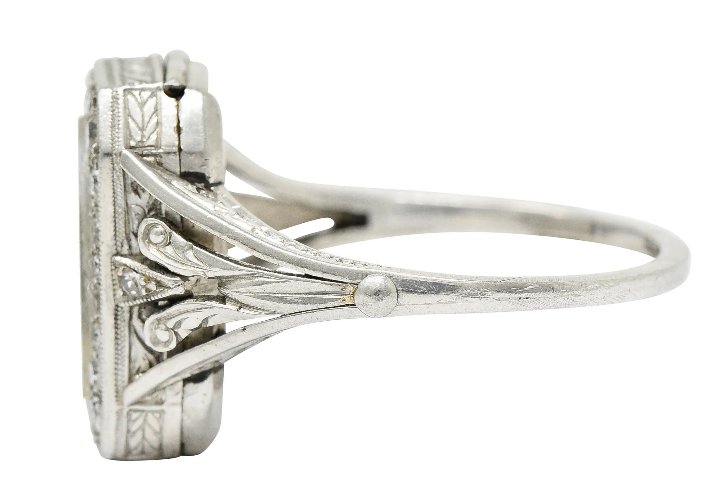 French 1930's Art Deco Diamond Platinum Watch Ring