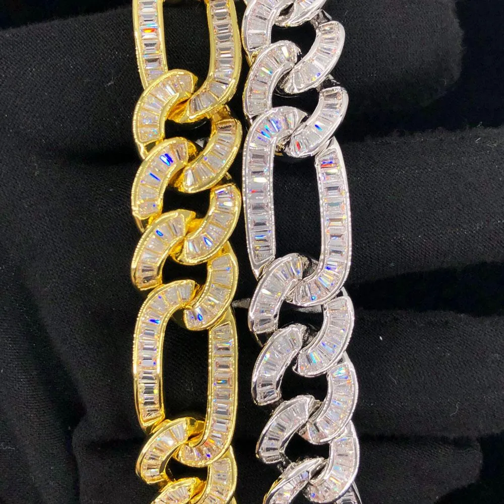 Full Baguette Figaro Hip Hop Bling Bling CZ Iced Out Chain