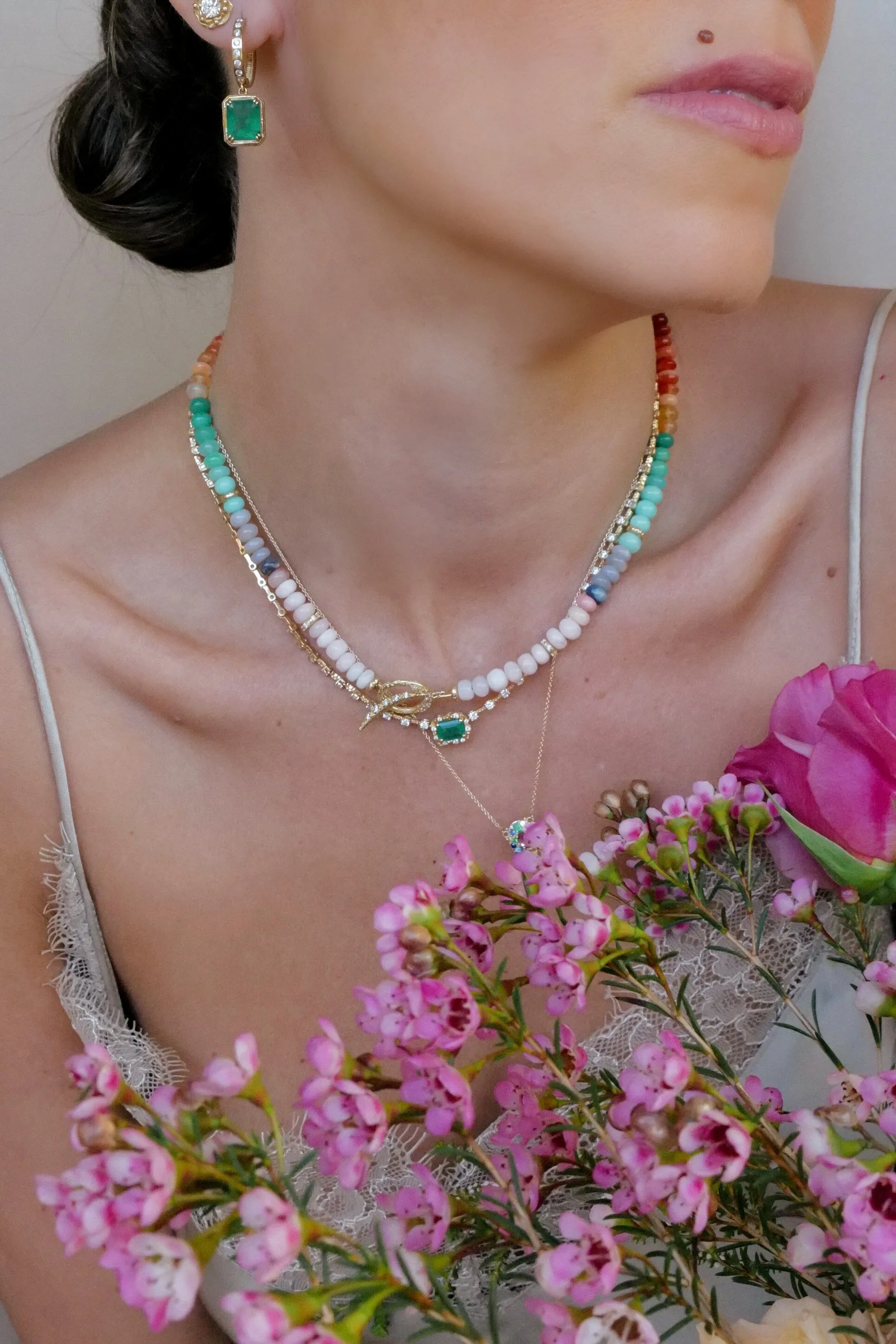 Full Diamond + Emerald Necklace