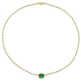 Full Diamond + Emerald Necklace