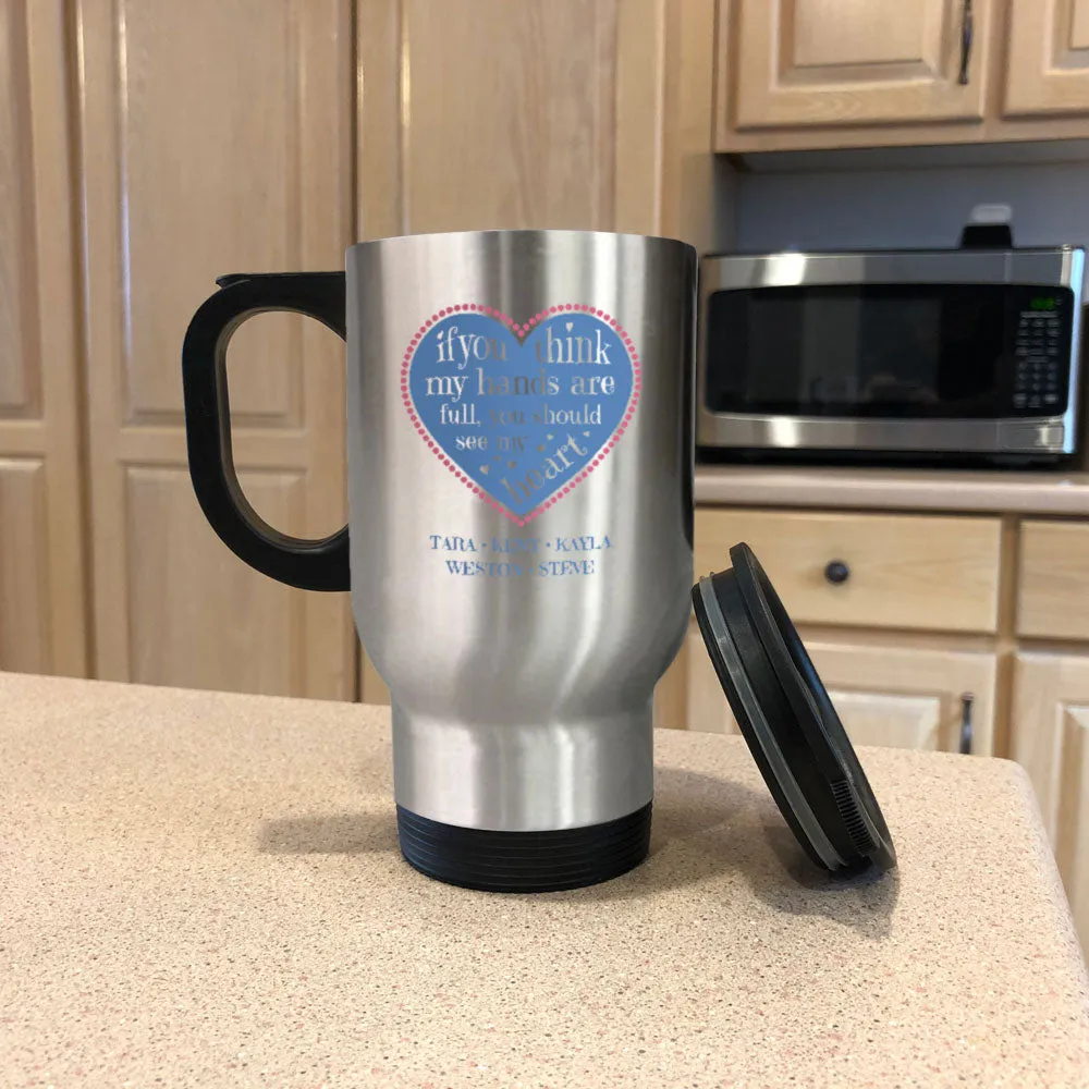 Full Heart Personalized Metal Coffee and Tea Travel Mug