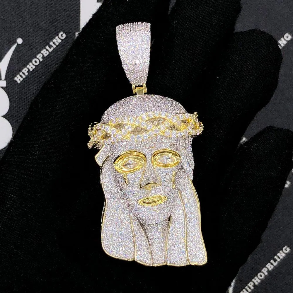 Full Pave Jesus Face VVS CZ Hip Hop Bling Pendant