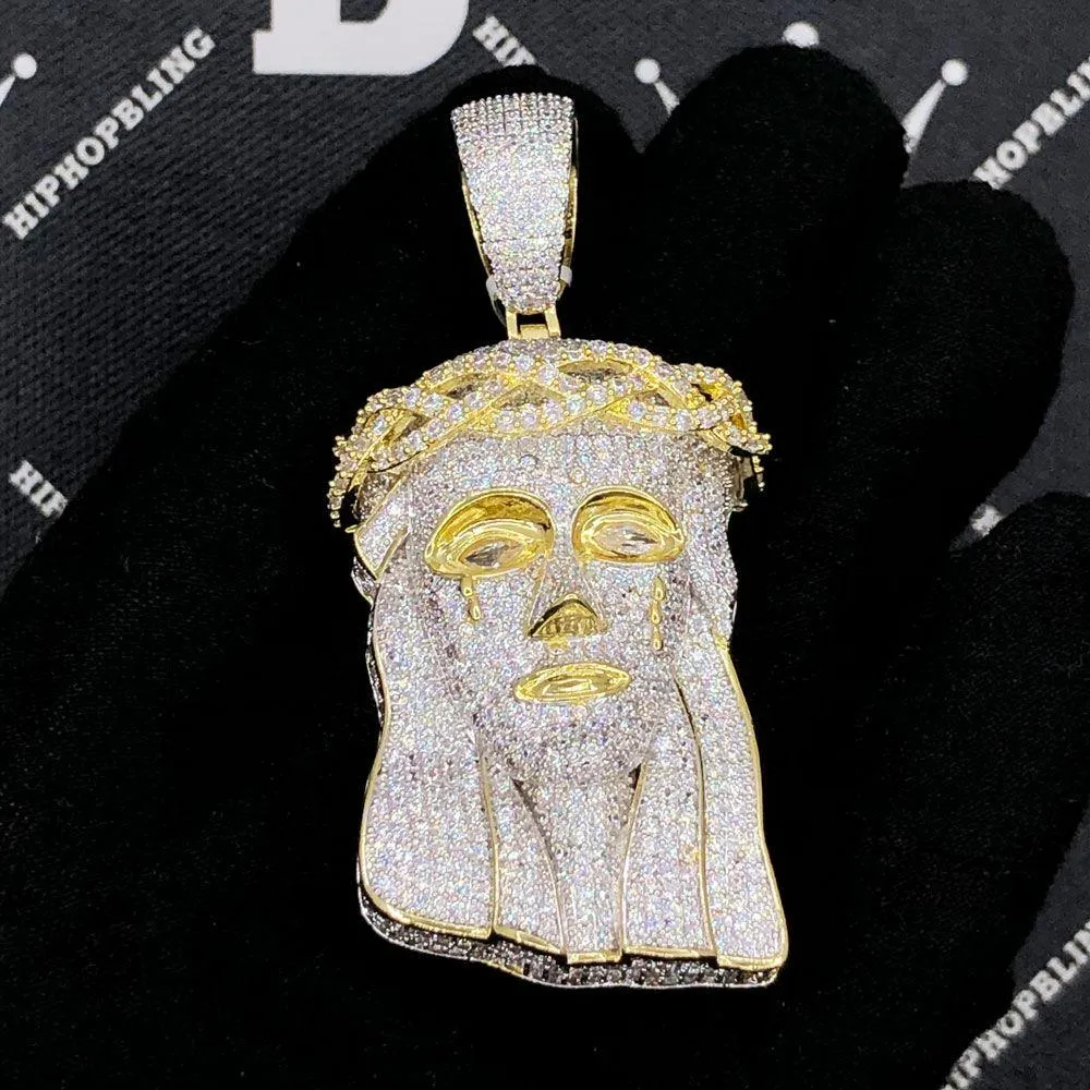 Full Pave Jesus Face VVS CZ Hip Hop Bling Pendant