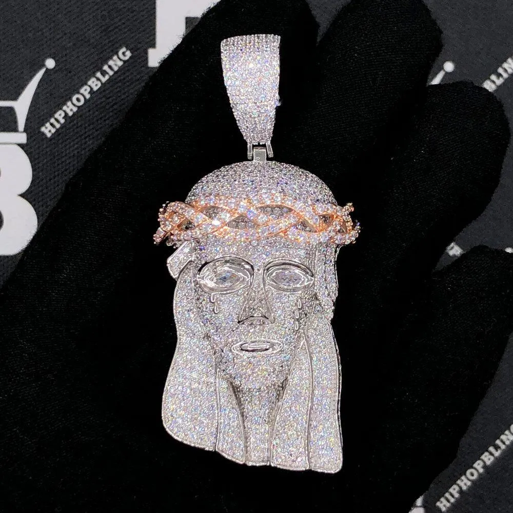 Full Pave Jesus Face VVS CZ Hip Hop Bling Pendant