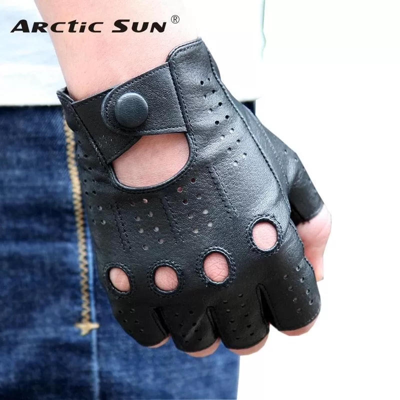 Genuine Leather Thin Semi-Finger Breathable Gloves