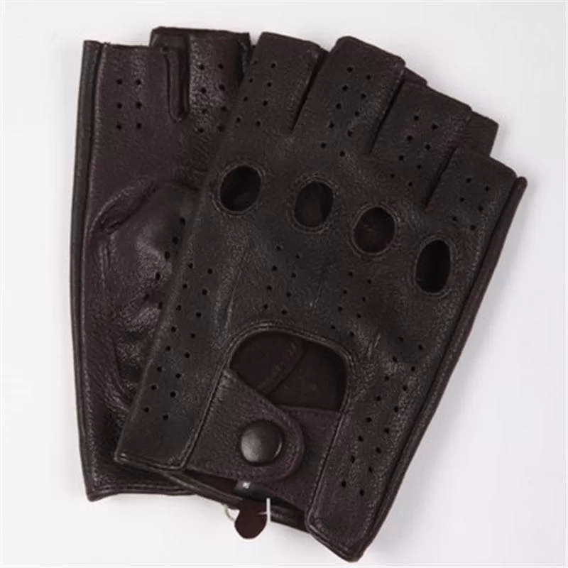 Genuine Leather Thin Semi-Finger Breathable Gloves