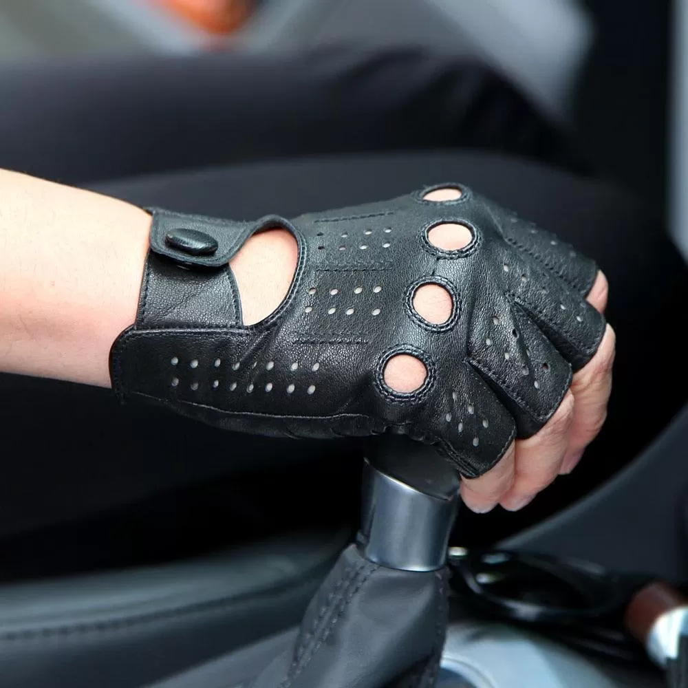 Genuine Leather Thin Semi-Finger Breathable Gloves