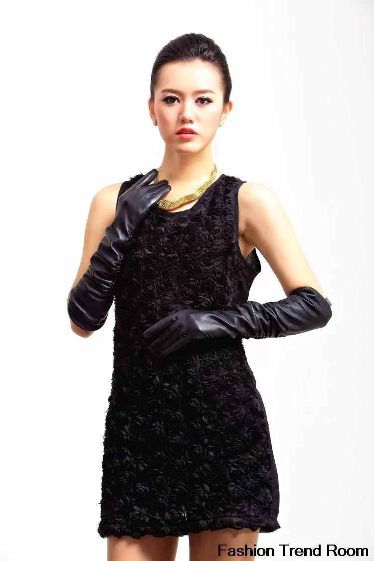 Get a Sexy and Edgy Look with Faux Long Leather Gloves for Women