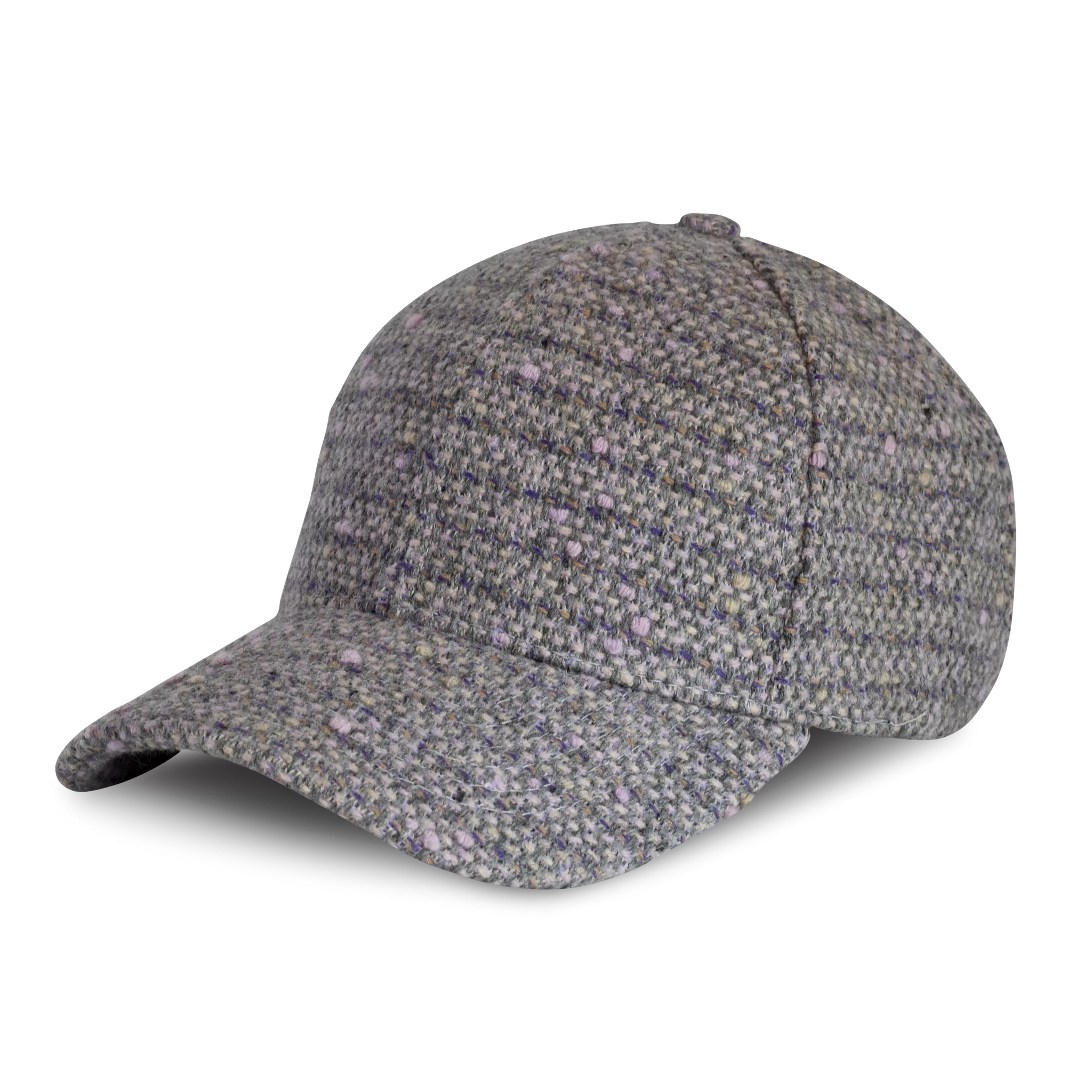 Gray and Lavender Italian Wool Tweed Baseball Cap