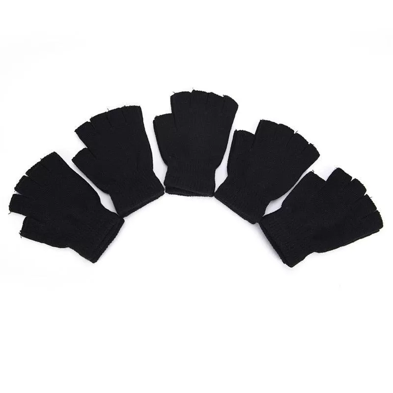 Half Finger Wool Knit Fingerless Gloves