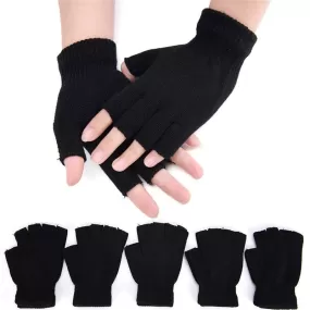 Half Finger Wool Knit Fingerless Gloves