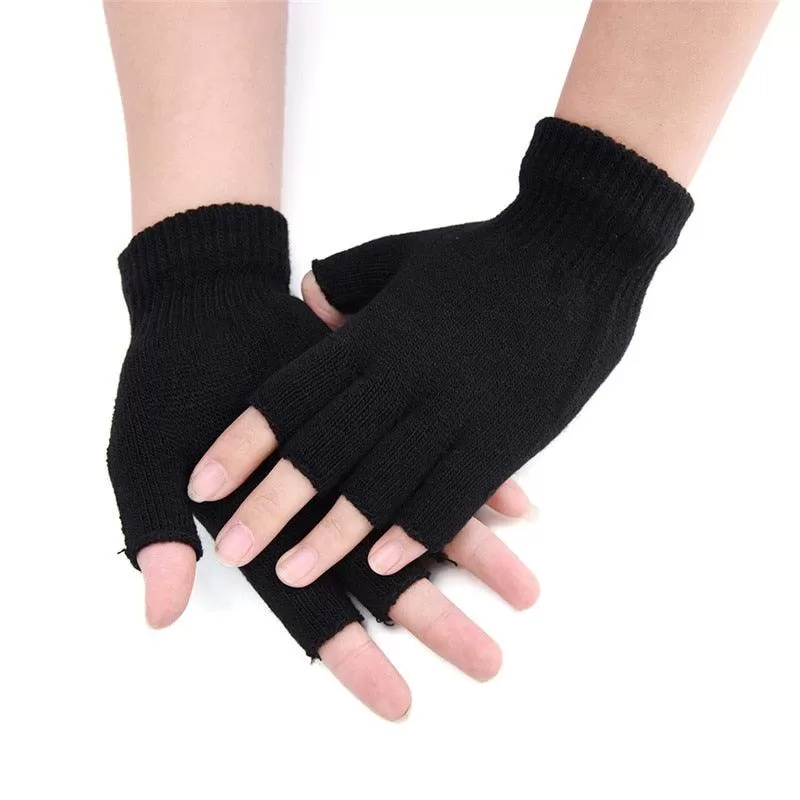 Half Finger Wool Knit Fingerless Gloves