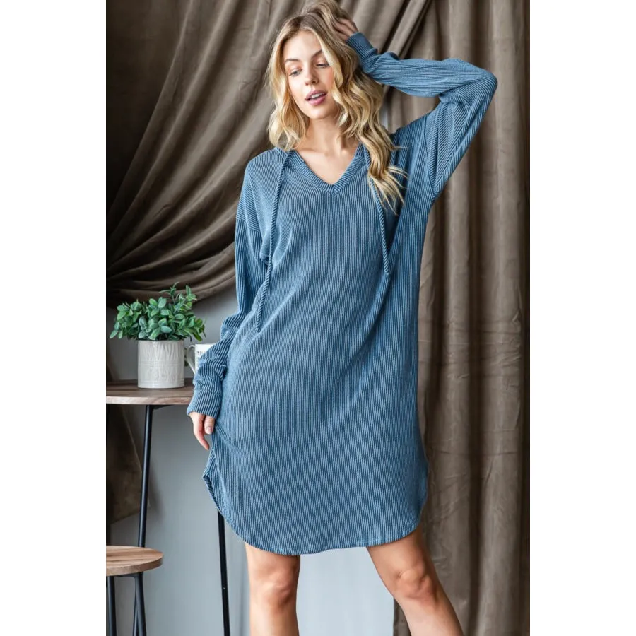 Heimish Ribbed Long Sleeve Hooded Dress