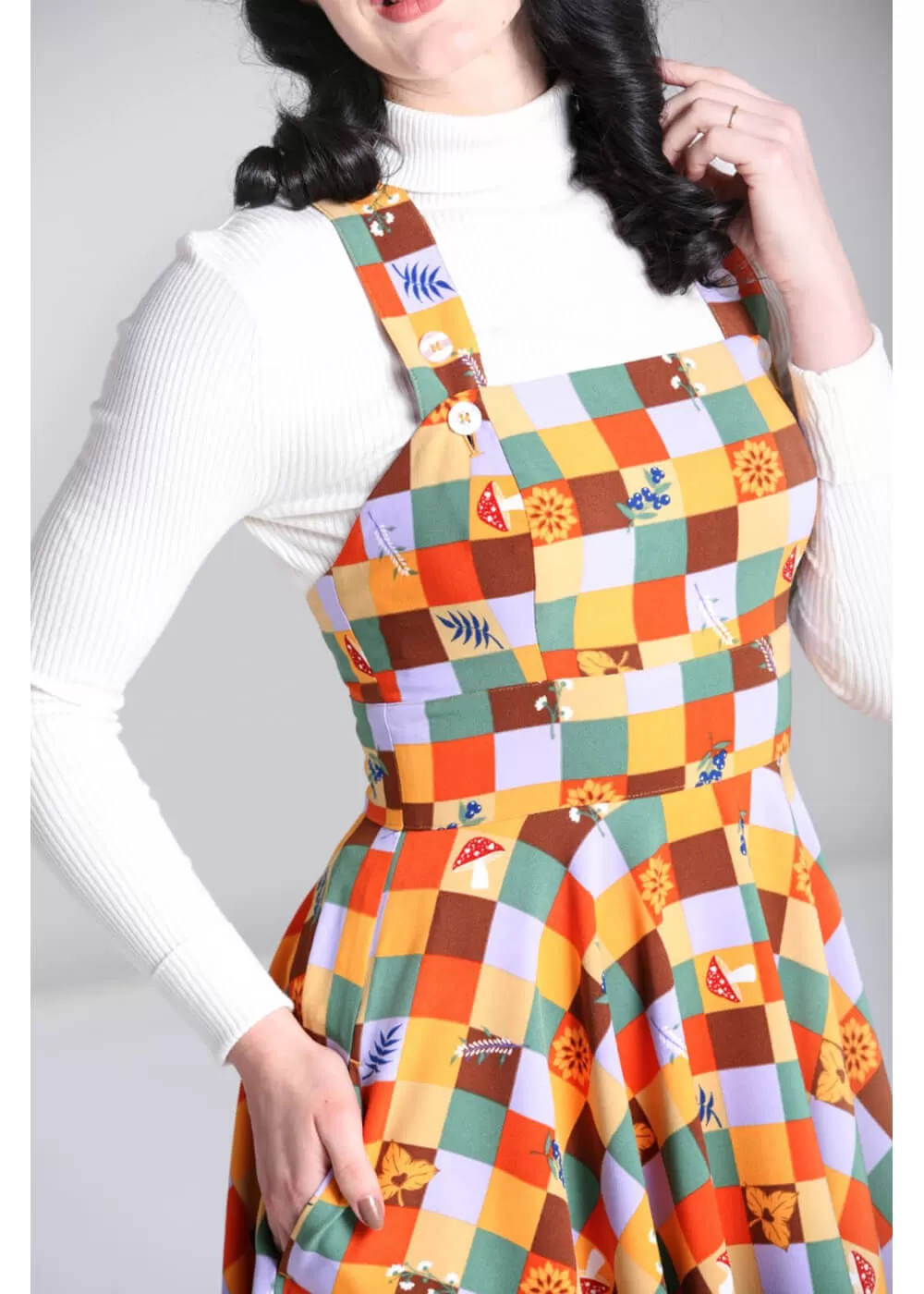 Hell Bunny Hawthorn Check 40's Pinafore Swing Dress Multi