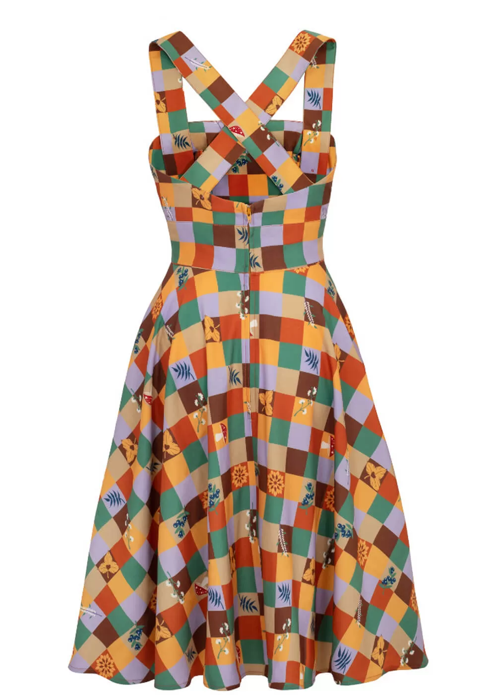 Hell Bunny Hawthorn Check 40's Pinafore Swing Dress Multi