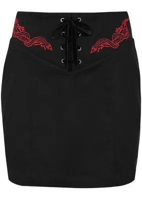 Hell Bunny Tallulah Snake 60's Mini Skirt Black