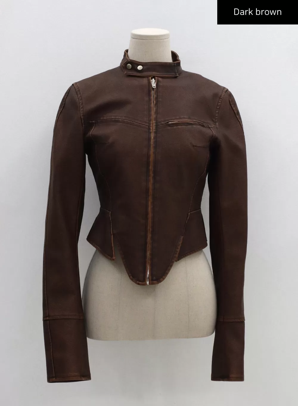 Hem Detail Faux Leather Jacket CG29