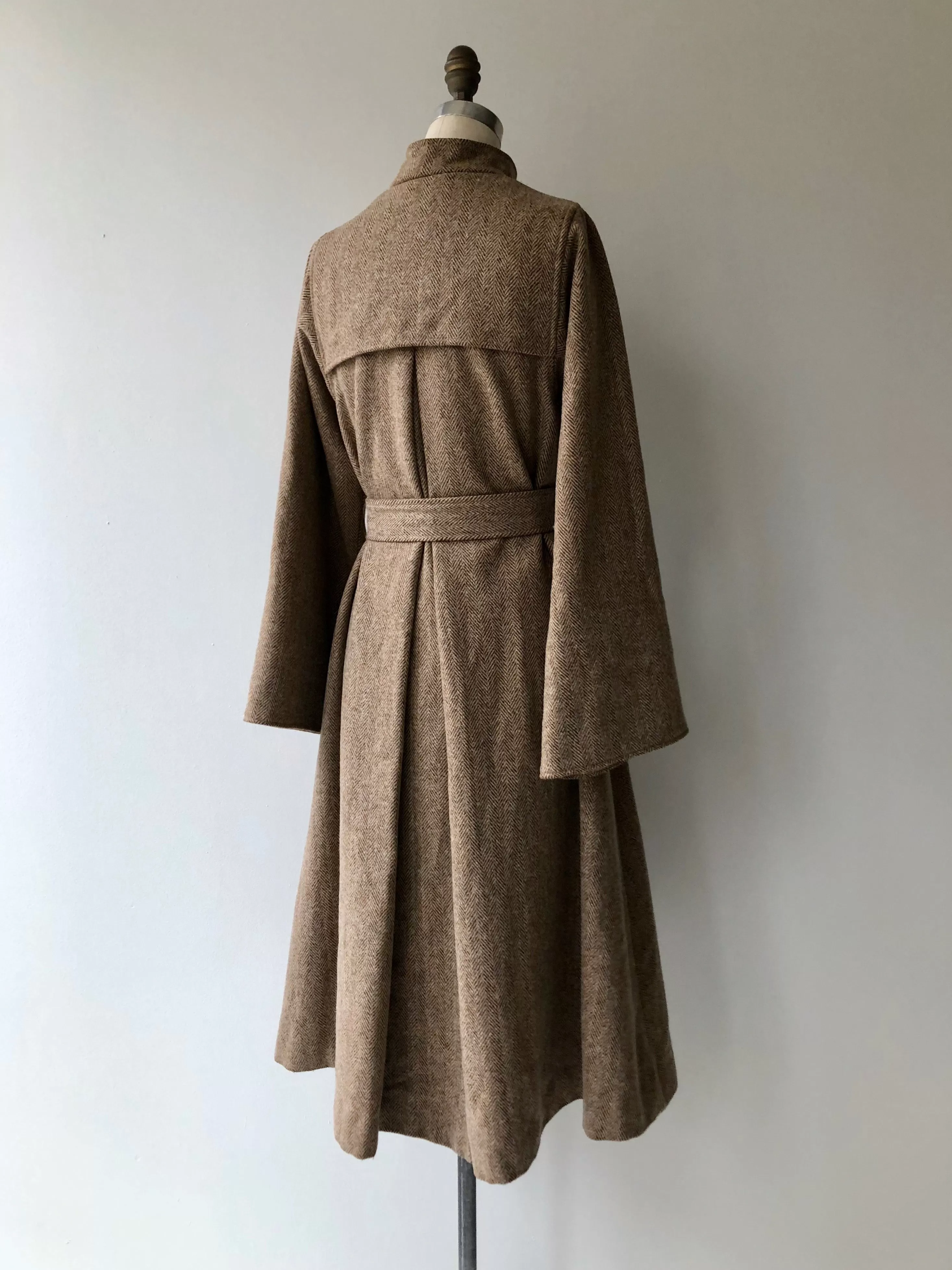 Herringbone Belted Wool Coat