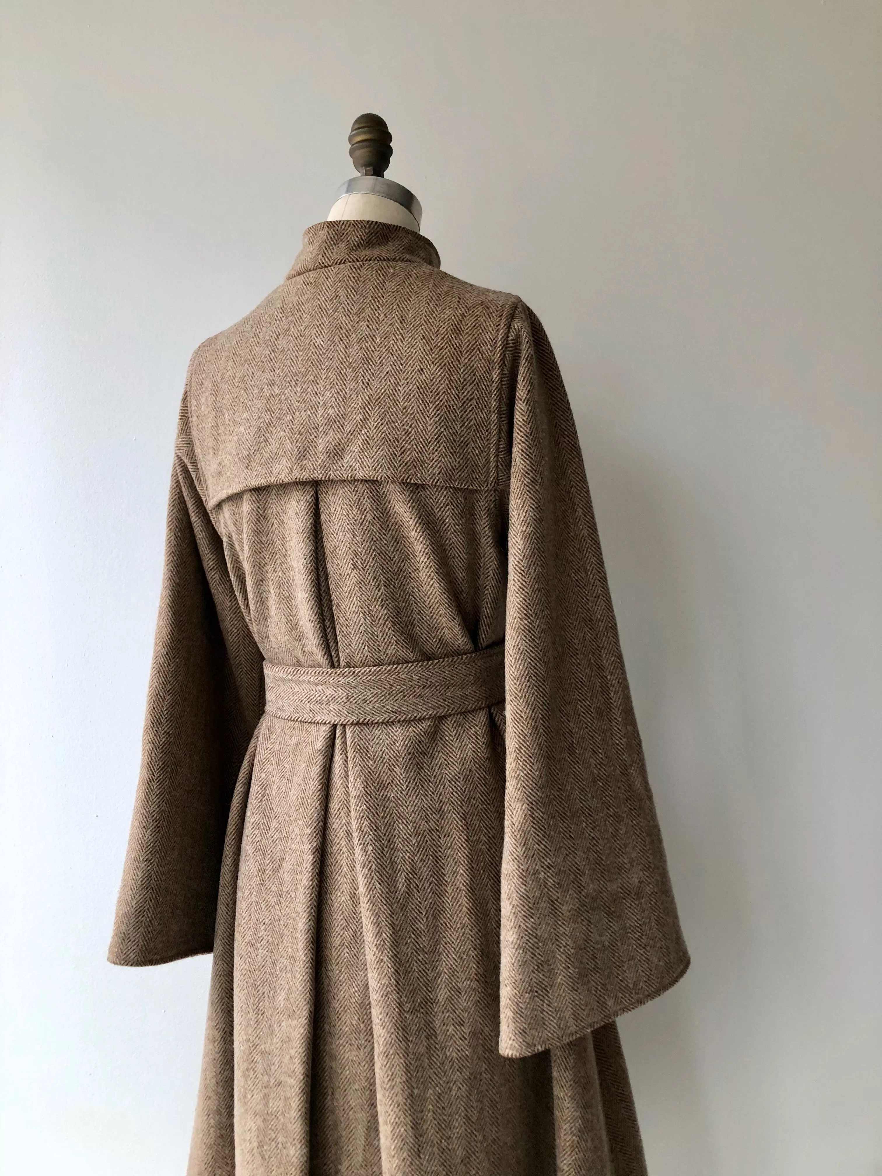 Herringbone Belted Wool Coat