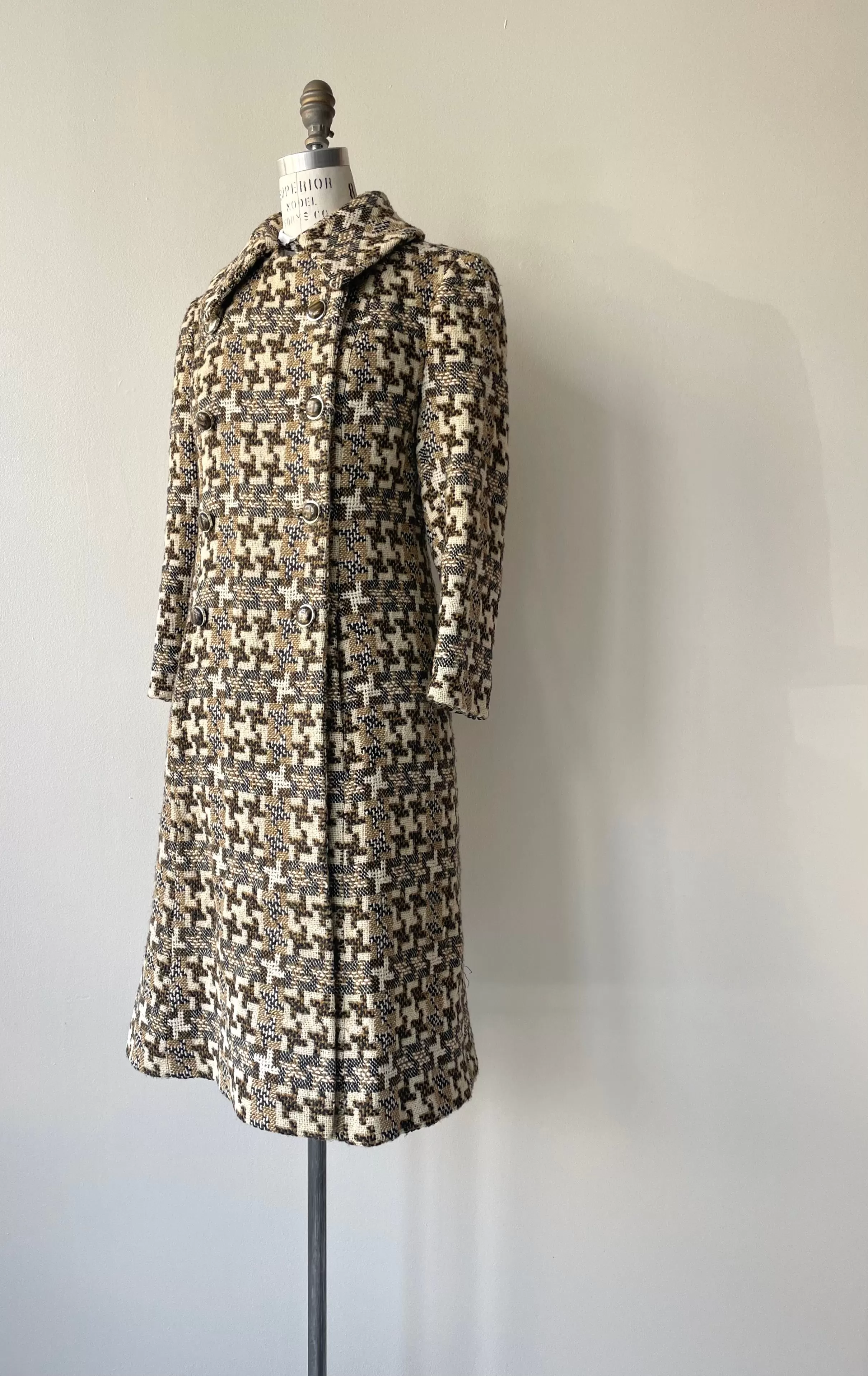 Houndstooth Tweed Coat | 1960s