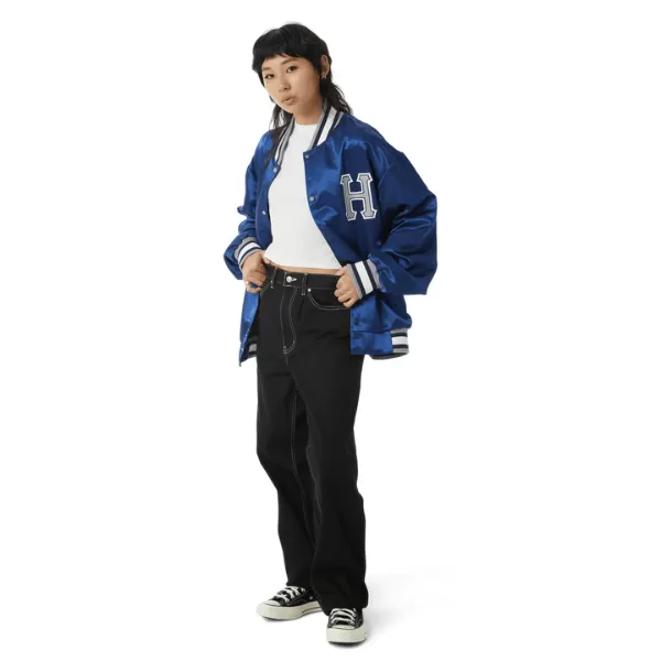 HUF Crackerjack Satin Baseball Jacket - Navy