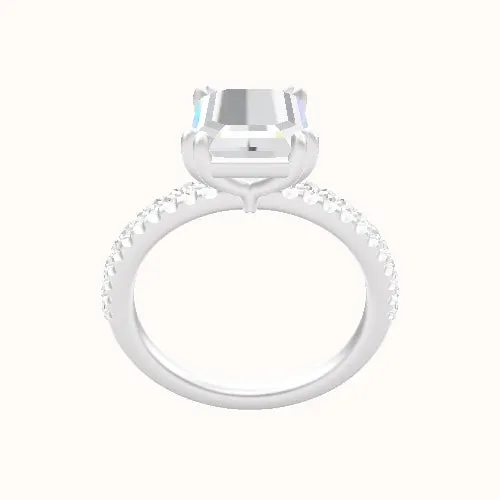 illusion Pave Engagement Ring With Double Prongs Head