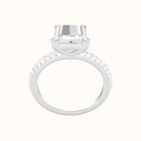 illusion Pave Engagement Ring With Double Prongs Head