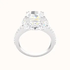 Illusion Set Shank Engagement Ring With Double Prong Waterfall Halo Head