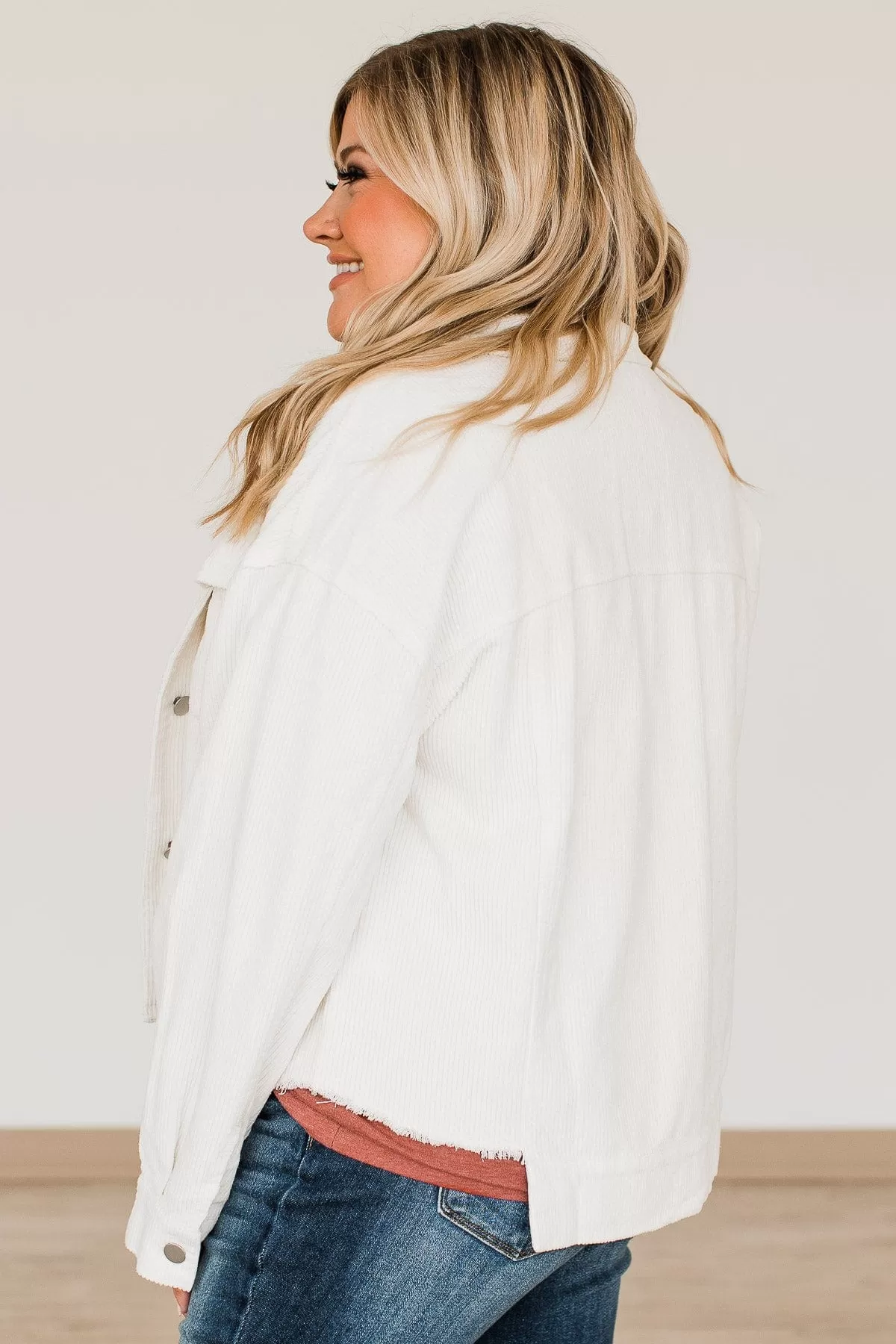 In Her Element Lightweight Corduroy Jacket- Off-White