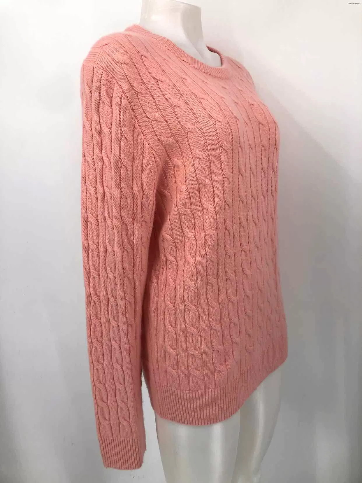 J CREW Peach Cashmere Cable knit Pullover Size LARGE  (L) Sweater